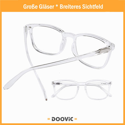 DOOViC Blue Light Filter Computer Glasses Transparent/Square Frame Large Computer Glasses Non-Prescription for Men/Women 0.0