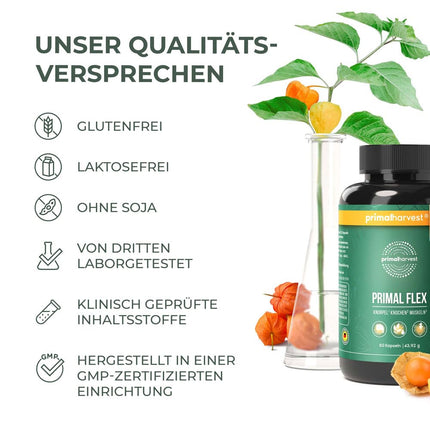 Primal Harvest® Joint Active Plus - 60 high-dose &amp; laboratory-tested capsules with magnesium and vitamin C - hyaluronic acid, collagen