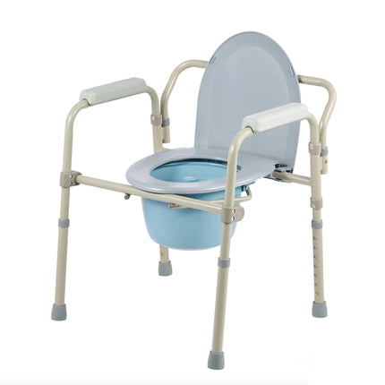 CO-Z Commode Chair for Seniors 135kg Foldable Commode Chair with Armrest Hygienic Commode Chair Toilet Aid WC Chair Height Adjustable Chair for Toilet with Removable Bucket