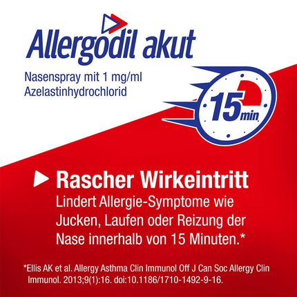 Allergodil acute nasal spray: Azelastine spray for hay fever &amp; non-seasonal allergic rhinitis, 1 mg/1 ml solution, 10 ml