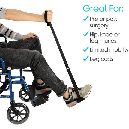 Leg Lifter-Thigh Lifter, Rigid Leg Lifter with Hand and Foot Straps, 44-Inch Mobility Aids for Elderly, Disabled and Handicapped, for Wheelchair, Bed, Car, Couch