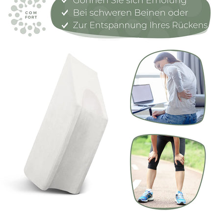 Ergonomic vein pillow for leg elevation - leg elevation pillow, leg support wedge pillow/support pillow for legs and knees, ideal as a lymphatic pillow and vein wedge, WHITE