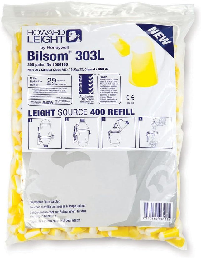 Bilsom 303L Earplugs, Refill Pack, 400 Pieces