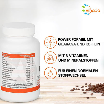 Vihado F-BDY 2.0 – Capsules for a normal metabolism with plant substances and vitamins – stimulating with green coffee extract – normal carbohydrate and fatty acid metabolism with zinc