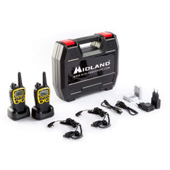 Midland XT70 Adventure PMR Walkie Talkie Case Set, 2x radios with up to 12 km range, with LCD display and micro-USB charging socket, for children and outdoor use