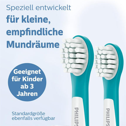Philips Original Compact brush heads for the Sonicare for Kids sonic toothbrush (for children 3 years and older) – 4-pack, in blue (model HX6034/33)