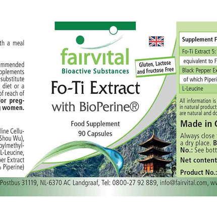 Fairvital | Fo-Ti Extract with BioPerine® - 90 Capsules - HIGH DOSE - He Shou Wu - VEGAN