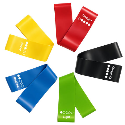Fitness bands set of 5, resistance bands with 5 resistance levels, natural latex resistance bands, exercise bands for muscle building, Pilates, yoga and fitness