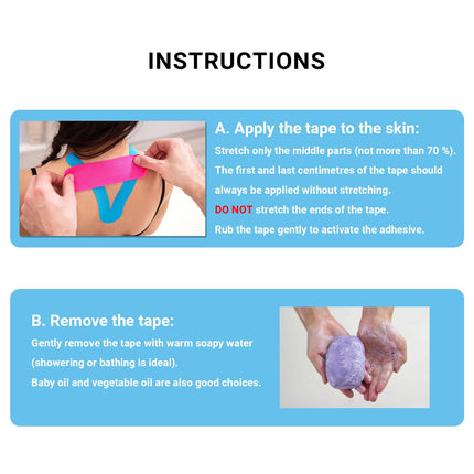3 Rolls of Kinesiology Tape (5m x 5cm), Professional Kinesiotapes Physio Tape Sport Tape Set, Waterproof &amp; Skin-friendly Kinesiotape, for Muscle Support, Knee Pain, Elbow and Shoulder