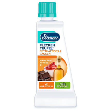 Dr. Beckmann Stain Devil for Fatty Foods &amp; Sauces | Butter, special stain remover for grease stains, chocolate stains, and much more | 50 ml