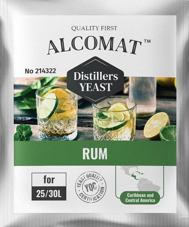 Rum yeast 1-pack - Alcohol yeast from sugar cane &amp; molasses - Fermentation temperature 25-33°C - Alcohol tolerance up to 14% - Ideal for Caribbean rum production