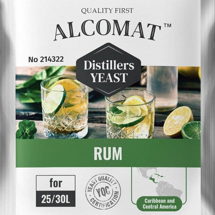 Rum yeast 1-pack - Alcohol yeast from sugar cane &amp; molasses - Fermentation temperature 25-33°C - Alcohol tolerance up to 14% - Ideal for Caribbean rum production