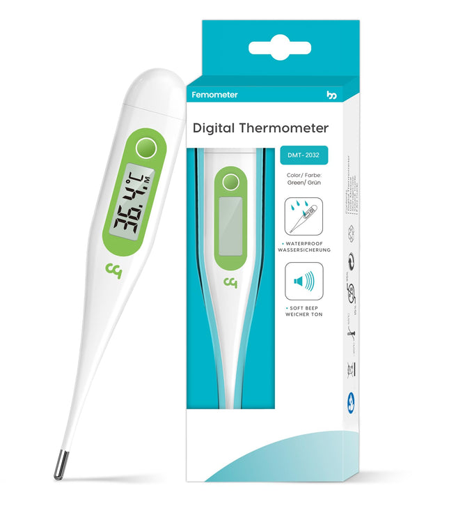 Digital Thermometer, Rectal, Oral, Armpit Thermometer, Fever Thermometer for Baby, Children, Adults, Accurate and Fast Readings, Waterproof Probe, Green