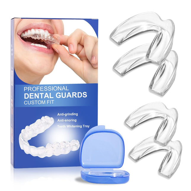 Nighttime teeth grinding splint, 2 sizes of reusable teeth grinding splint, 4 moldable mouth guards for teeth grinding for anti-snoring, effective snoring splint, bite splint for the night