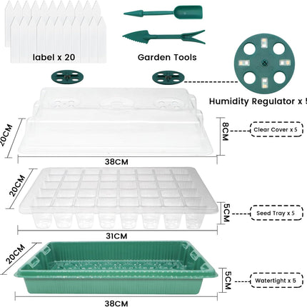 2 pieces 80 cells Seed Starter Tray Mini Greenhouse Cultivation Set with Timing Controller Adjustable Brightness, Indoor Greenhouse Cultivation Box with Plant Lamp for Plant Growth