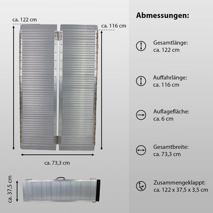 TRUTZHOLM wheelchair ramp foldable 122 cm load capacity 272 kg aluminum grey ribbed access ramp