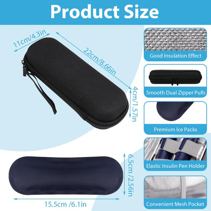 ACWOO Insulin Cooler Bag with 2 Ice Packs, TSA Approved Diabetic Bag for Pen, Diabetic Accessories, Epipen, Syringes, Travel Diabetic Bag, Black
