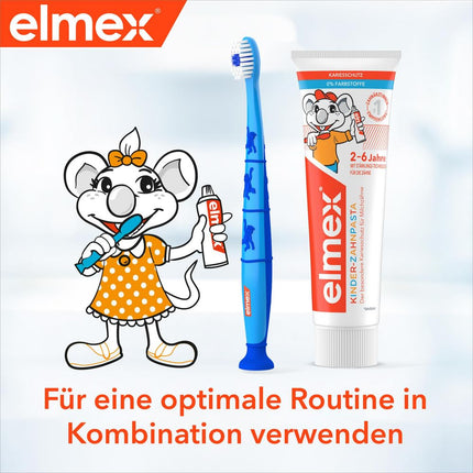 elmex children's toothpaste 2-6 years 50 ml – child-friendly tooth cleaning for highly effective caries protection – with amine fluoride for a triple protection mechanism