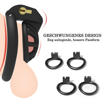 BDSMAGE Chastity Cage Male small, penis cage with 4 cock rings extreme, sex toy for men, chastity cage for men, chastity belt for men, cock cage slave sex toy extreme (micro)