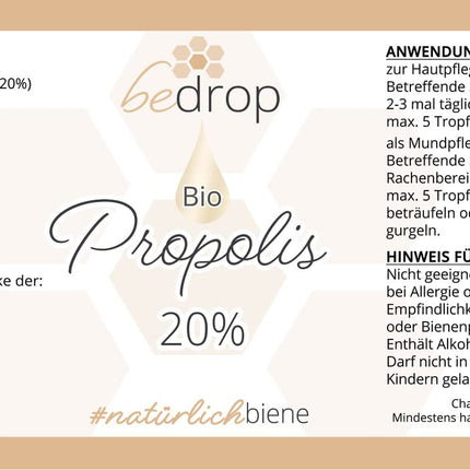 Organic Propolis Drops 20% high dosage - Propolis extract directly from the beekeeper - Organic quality, without additives