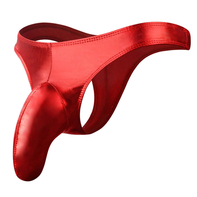 Men's Sexy Underwear for Sexy Men's Thong Faux Leather with Flying Sexy Men's Underwear Leather Pants (Red, One Size)