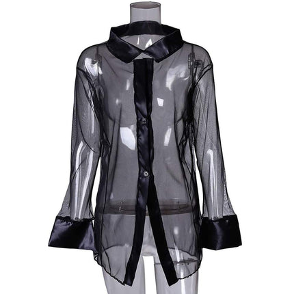 HOTSO Lingerie Women Sexy Sheer Shirt Pajamas Transparent Babydoll Nightdress Bedroom