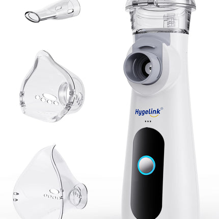 Hygelink Nebulizer Inhaler Set for Children and Adults, Portable Inhaler for Respiratory Diseases, 2H Long Runtime, 30dB Quiet, with Mouthpiece and 2 Masks