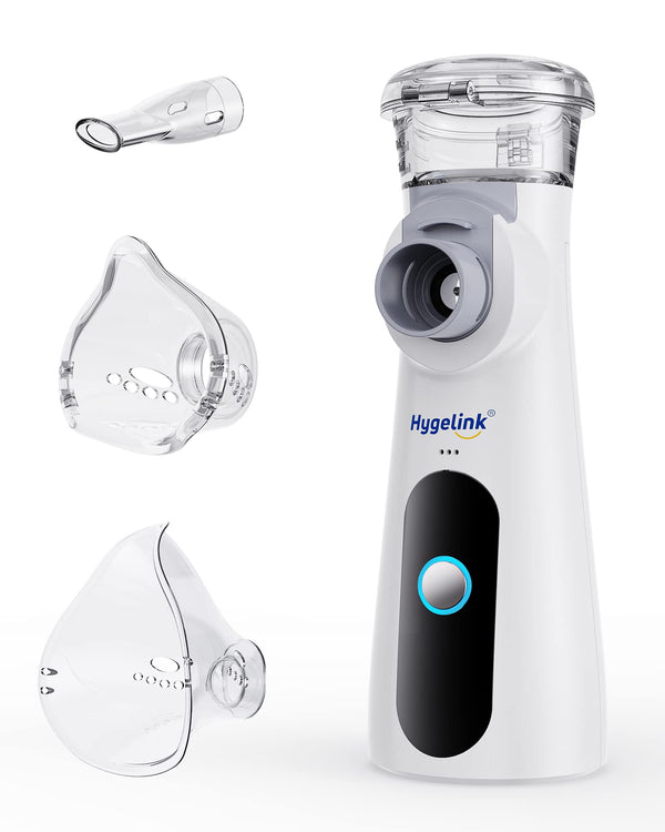 Hygelink Nebulizer Inhaler Set for Children and Adults, Portable Inhaler for Respiratory Diseases, 2H Long Runtime, 30dB Quiet, with Mouthpiece and 2 Masks