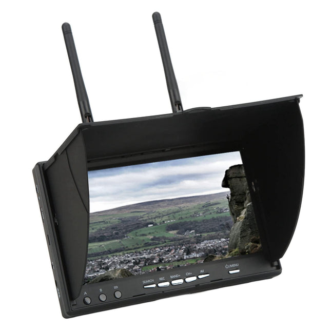 FPV Monitor, 7-inch LCD Video Screen with 800 x 480 Resolution, 5.8GHz 40-Channel DVR Function, RC Drone Screen with Auto Search, 2000mAh FPV Receiver for Drone Quadcopter (EU)