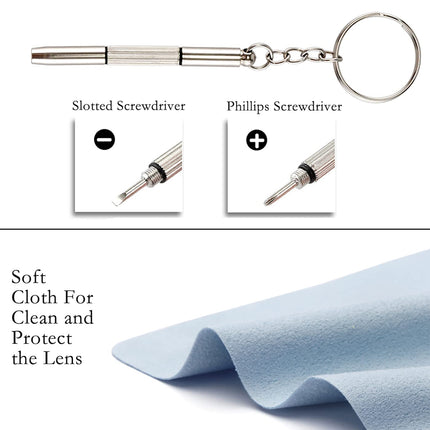 Glasses repair kit, 25 pairs of nose pads, silicone screw-on nose pads for glasses, with screws, tweezers and glasses cleaning cloths