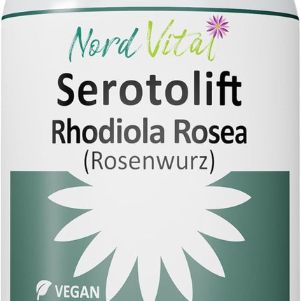 Nord Vital Serotolift - Serotonin and Dopamine Precursors - Rhodiola Rosea, L-Tryptophan, L-Tyrosine, L-Phenylalanine, Chromium, Zinc, Vitamins D3, B5, B6, B9 and B12 - Vegan - Made in Germany