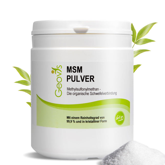 Geovis MSM Powder 500g - organic sulfur - high-dose 99.9% pure methylsulfonylmethane - VEGAN - dietary supplement