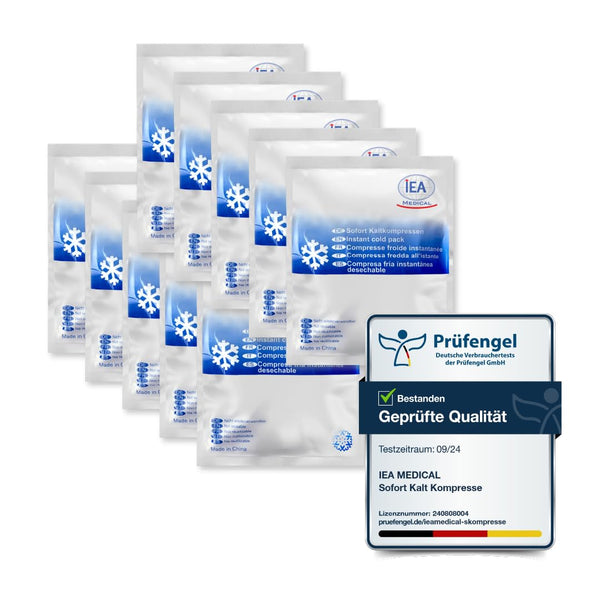 IEA Medical Instant Cold Compress (15.3 x 12.7 cm) 10 Pack | Disposable ice packs for bruises, insect bites, and other injuries | Easy-to-use cooling pads | Versatile, white