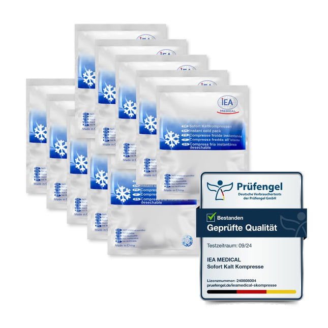 IEA Medical Instant Cold Compress (15.3 x 12.7 cm) 10 Pack | Disposable ice packs for bruises, insect bites, and other injuries | Easy-to-use cooling pads | Versatile, white