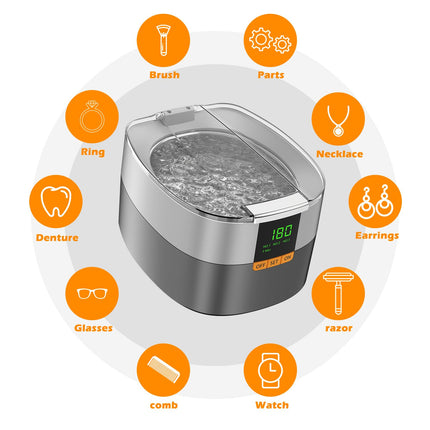 Ultrasonic cleaning device Ultrasonic cleaner Ultrasonic device KECOOLKE 750ml Sonic Cleaner with digital timer for glasses, rings, coins, finger rings, money