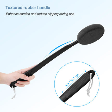 Lotion Applicator for Back, Feet, and Legs, Long Plastic Handle, Moisturizer, Sunscreen, and Ointment Applicator for Elderly Men and Women with 3 Washable Pads (Black)