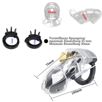 BDSMYEE Penis Cage with Electric Shock, Chastity Cage Male, Sex Toy for Men Extreme, Estim for Man, Chastity Cage Men Extreme Cock Cage Chastity Belt for Men (Transparent)