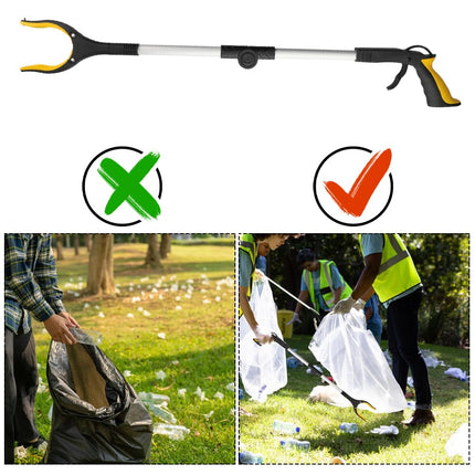 Foldable Grabber, Grabber for Seniors, Grabber, Garbage Tongs, The tip can attract magnetic objects such as keys and is suitable for picking up objects (yellow, 80 cm)