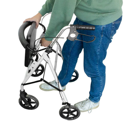 Mobiclinic®, Rollator, Large wheels for the road, Foldable, With fabric basket and seat, Made of aluminum, Lightweight, Durable, Brake on the handles, European brand, Model Sofia, Gray