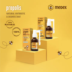 Medex Propolis Oral, propolis spray, mouth and throat spray, water-based, alcohol-free; with honey, sage, niacin, echinacea, standardized bioflavonoids, with applicator, 30 ml