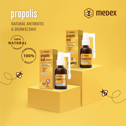 Medex Propolis Oral, propolis spray, mouth and throat spray, water-based, alcohol-free; with honey, sage, niacin, echinacea, standardized bioflavonoids, with applicator, 30 ml