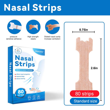 Nose Patches Snoring, 80 Pieces Nose Patches Better Breathing, Nasal Strips, Cold, Allergies, Anti Snoring Patches for Sports and Sleep, Anti Snoring Patches for Sleep Against