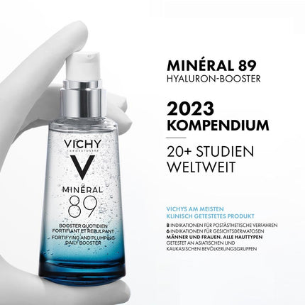 VICHY Hyaluron-Boost Moisturizing Serum, Plumping, Anti-Wrinkle, With Hyaluronic Acid and Essential Minerals, Minéral 89, 50 ml