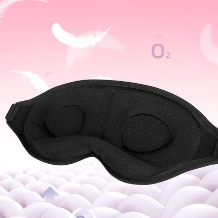 Aosun Sleep Mask for Side Sleepers, 2-Pack, Upgraded 3D Sleeping Eye Mask for Women &amp; Men, 100% Light Blocking Eye Mask Sleep Masks with Adjustable Elastic &amp; Earplugs for Travel