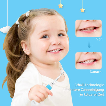 SEAGO SG-513 Electric Toothbrush for Children, Baby Toothbrush, Electric Toothbrush for Ages 0-3 Years with LED Light, Smart Timer, Waterproof IPX7 Sonic Toothbrush (Baby Blue)