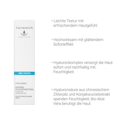 Dewdrop Hyaluron Serum (50 ml) – Natural Moisturizing Serum - Hyaluronic Acid &amp; Aloe Vera – Instant smoothing effect for a fresh, supple complexion – Intensive care for radiant skin