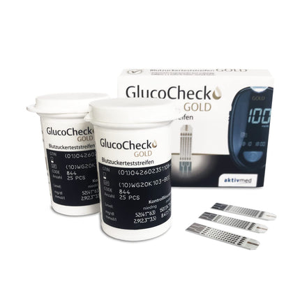 GlucoCheck GOLD - 100 blood glucose test strips for monitoring blood glucose levels - Can be used with the GlucoCheck GOLD blood glucose meter
