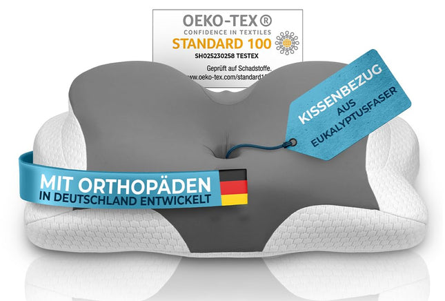 Glückstoff® Pillowcase for Orthopedic Pillow [with cooling and warming effect] made of eucalyptus fiber (lyocell) and spandex | Soft &amp; cozy | Replacement cover | Ergonomic | Version: All-rounder