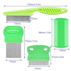 ZELHYEUU 4 Pieces Lice Comb, Metal Teeth Lice Comb, Flea Comb for Removing Fleas, Flea Tear Stain Remover Comb, Lice Comb, for Caring for and Removing Dandruff or Lice
