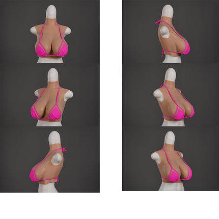 AMAZBEE Silicone Breasts, Realistic Artificial Breasts Soft BE Cups Sissy Tits for Transgender Crossdresser Cosplay Dress Up (Flesh-B Cup)